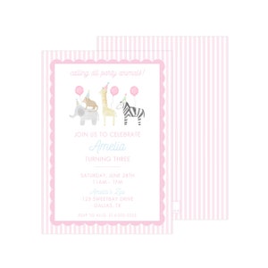 Printable Party Animals Invitation, Party Animals Invite, Party Animals Invitation Template, Girl Birthday Invitation | PRINTING AVAILABLE