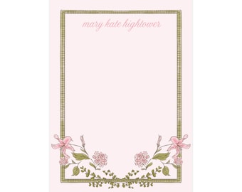 Personalized Floral Note Pad, Custom Notepad, Monogrammed Notepad, Women's Stationery, Hostess Gift, Bridesmaid Gift