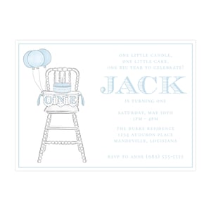 Printable First Birthday Invitation, Blue First Birthday Invitation Template, First Birthday Invitation, Boy Birthday | PRINTING AVAILABLE