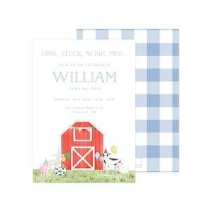 Printable Boy Farm Birthday Invitation, Boy Farm Birthday Invitation Template, First Birthday Farm Invitation Template | PRINTING AVAILABLE