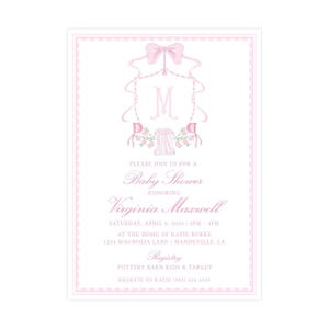 Printable Baby Girl Shower Invitation, Heirloom Girl Baby Shower Invitation, Baby Girl Crest, Girl Baby Shower Template | PRINTING AVAILABLE image 2