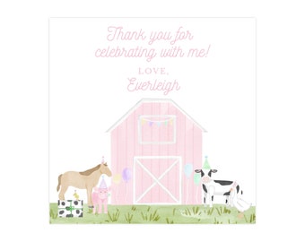 Printable Girl Farm Favor Tag, Girl Farm Favor Tag, Farm Birthday, Watercolor Girl Farm Birthday Tag, Farm Favor Tag | PRINTING AVAILABLE