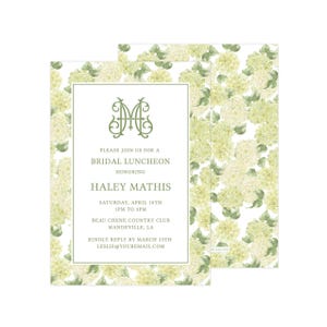 Printable Floral Bridal Invitation, Baby Shower Invitation, Hydrangea Invitation, Floral Invitation, Bridal Invite | PRINTING AVAILABLE