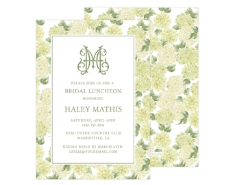 Printable Floral Bridal Invitation, Baby Shower Invitation, Hydrangea Invitation, Floral Invitation, Bridal Invite | PRINTING AVAILABLE