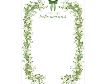 Personalized Floral Note Pad, Custom Notepad, Monogrammed Notepad, Women's Stationery, Hostess Gift, Bridesmaid Gift