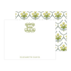 Afdrukbare notitiekaart met monogram, monogram notitiekaartsjabloon, tulp notitiekaart, briefpapier dames, dames notitiekaart | AFDRUKKEN BESCHIKBAAR