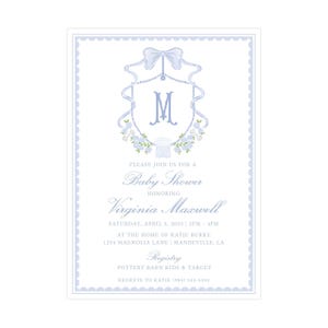 Invito stampabile per baby shower, invito per baby shower con cimeli per bambine, invito per baby shower per bambine, invito rosa/blu / STAMPA DISPONIBILE immagine 2