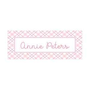 Personalized Name Labels for Kids | 1&quot;x2.625&quot; Stickers | Water Resistant Labels, Vinyl Labels | School Supply Labels | Pink Gingham