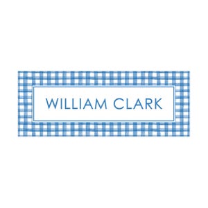 Personalized Name Labels for Kids | 1&quot;x2.625&quot; Stickers | Water Resistant Labels, Vinyl Labels | School Supply Labels | Blue Gingham