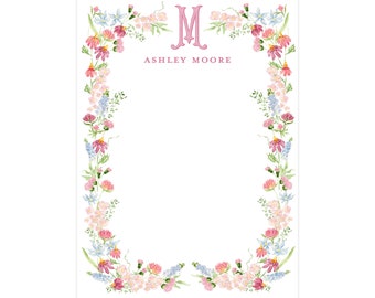 Personalized Floral Note Pad, Custom Notepad, Monogrammed Notepad, Women's Stationery, Hostess Gift, Bridesmaid Gift
