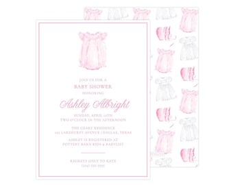 Printable Girl Baby Shower Invitation, Heirloom Baby Girl Shower Invite, Baby Girl Shower Invitation, Pink Baby Shower | PRINTING AVAILABLE
