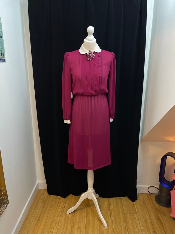 Vintage 1980s does 1940s Secretary Dress with lon… - image 8