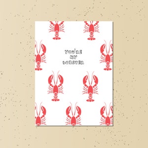 you&#39;re my lobster card - love friends instant download digital printable a6 couple anniversary valentine&#39;s