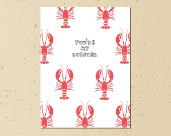 you're my lobster card - love friends instant download digital printable a6 couple anniversary valentine's