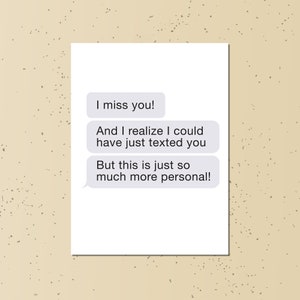 imessage tu me manques carte - textos drôle téléchargement instantané numérique imprimable enveloppes a6