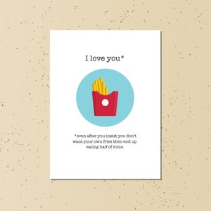 i love you, even after: fries card - french fries instant download digital printable a6 couple anniversary valentine