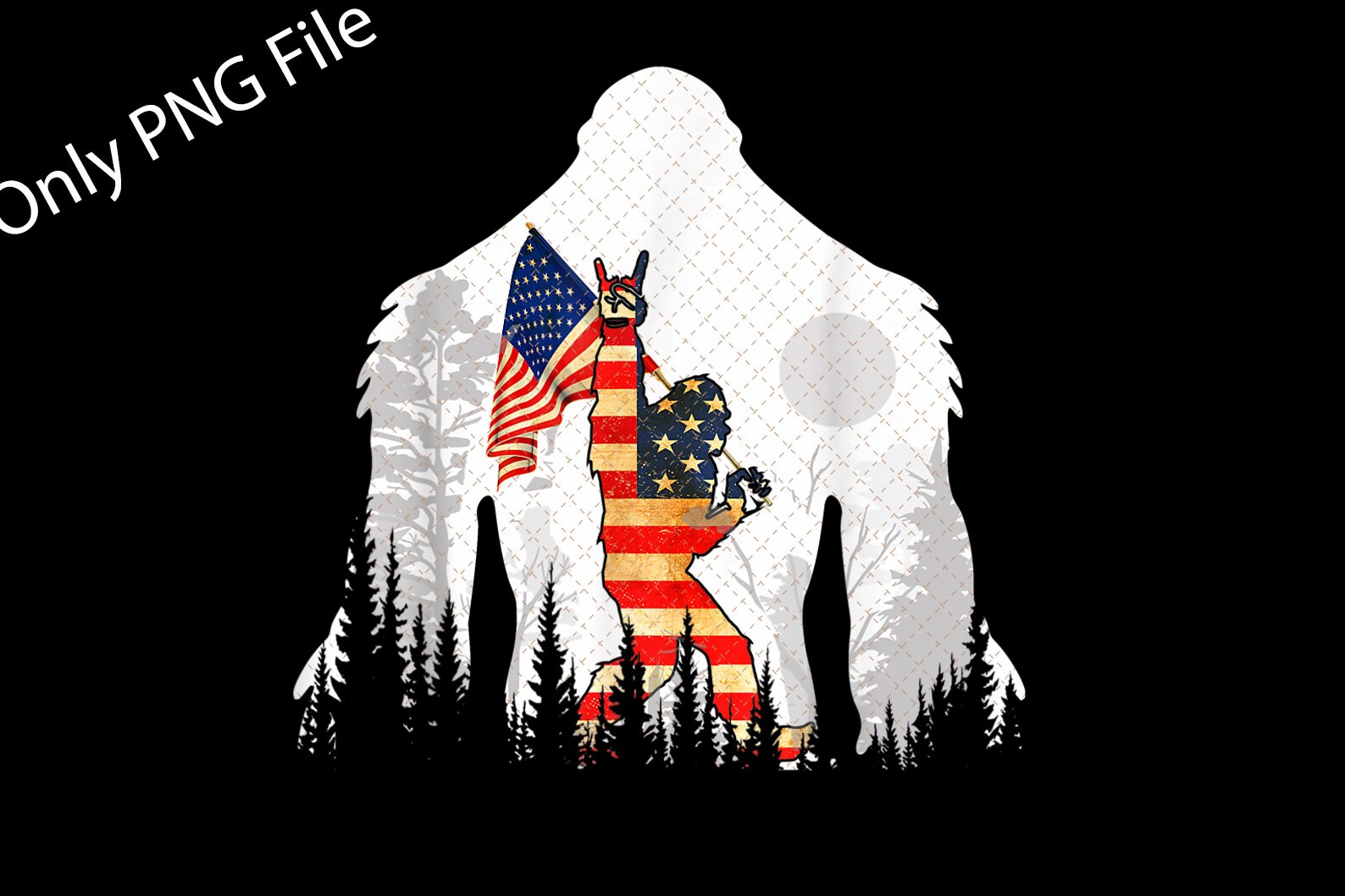 Bigfoot American Flag Big Foot Sasquatch USA Flag Png 4th | Etsy