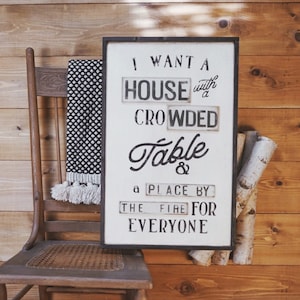 Crowded Table, Rustic Home Decor, Retro Decor, Foyer Sign, Entryway Sign, Vintage Sign, Dining Room Decor, Farmhouse Decor, Kitchen Signs