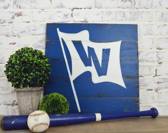 Chicago Cubs W Flag Sign, Rustic Home Decor, Cubs Decor, Cubs Signs, Rustic Sports Signs, Chicago Decor, W Flag, Baseball Decor, MLB Signs