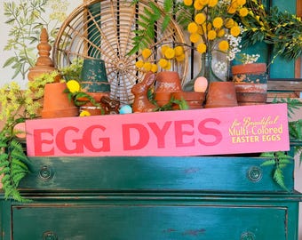 Vintage Easter Egg Dye Sign: Hand-Painted Spring Decor