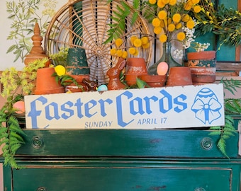 Easter Cards Sign: Hand-Painted Spring Decor