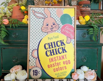 Vintage Easter Egg Dye Sign: Hand-Painted Spring Decor