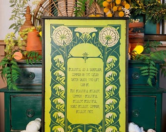 Vintage Dandelion Poem Sign: Hand-Painted Spring Decor