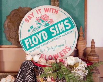 Say It With Flowers Vintage Sign, Vintage Decor, Vintage Valentines, Retro Signs, Retro Valentines, Vintage Valentines, Vintage Spring Decor