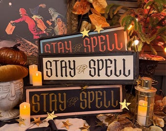 Retro-Inspired Stay For A Spell Framed Sign