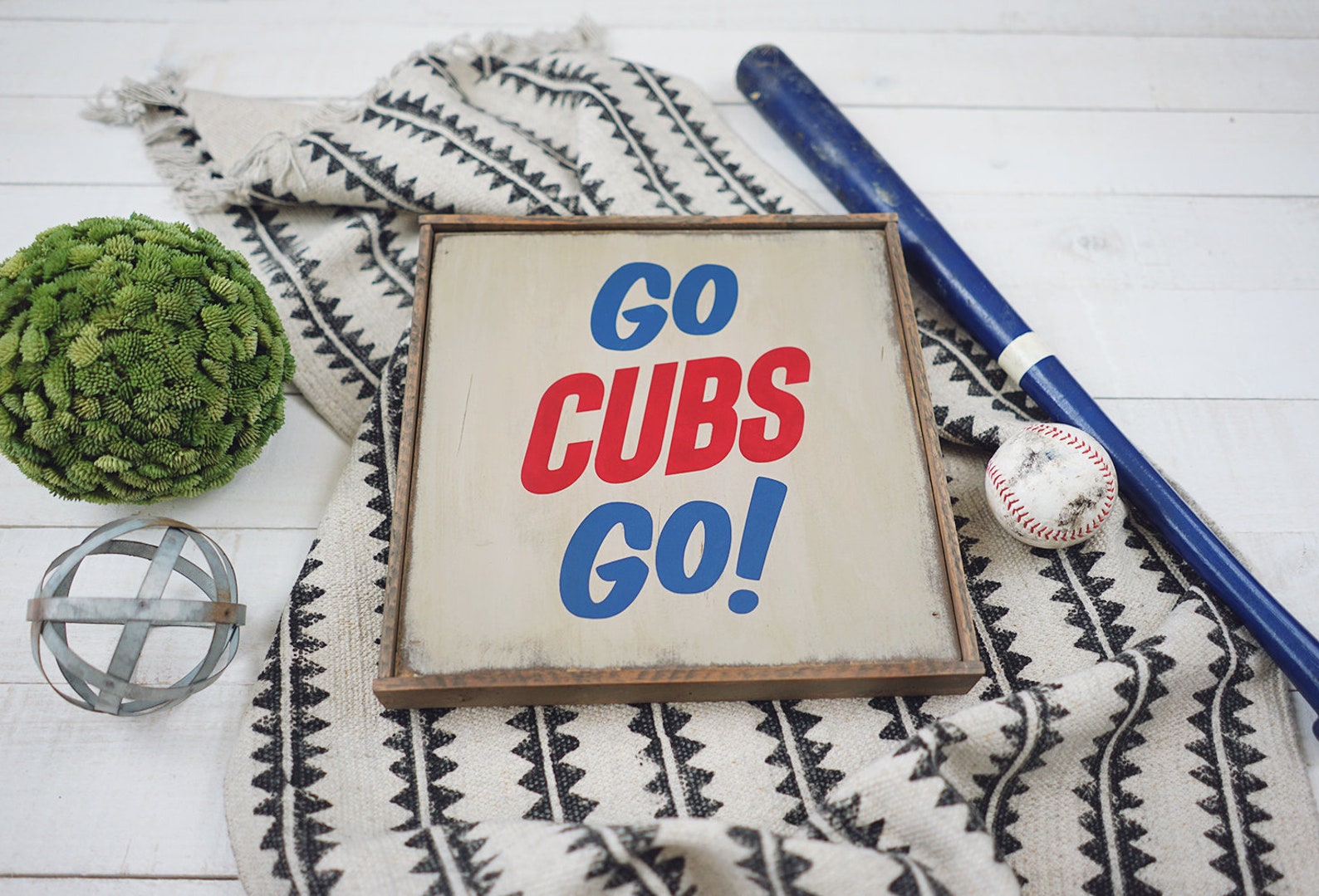 Go Cubs Go Rustic Home Decor Chicago Cubs Vintage Sports Etsy