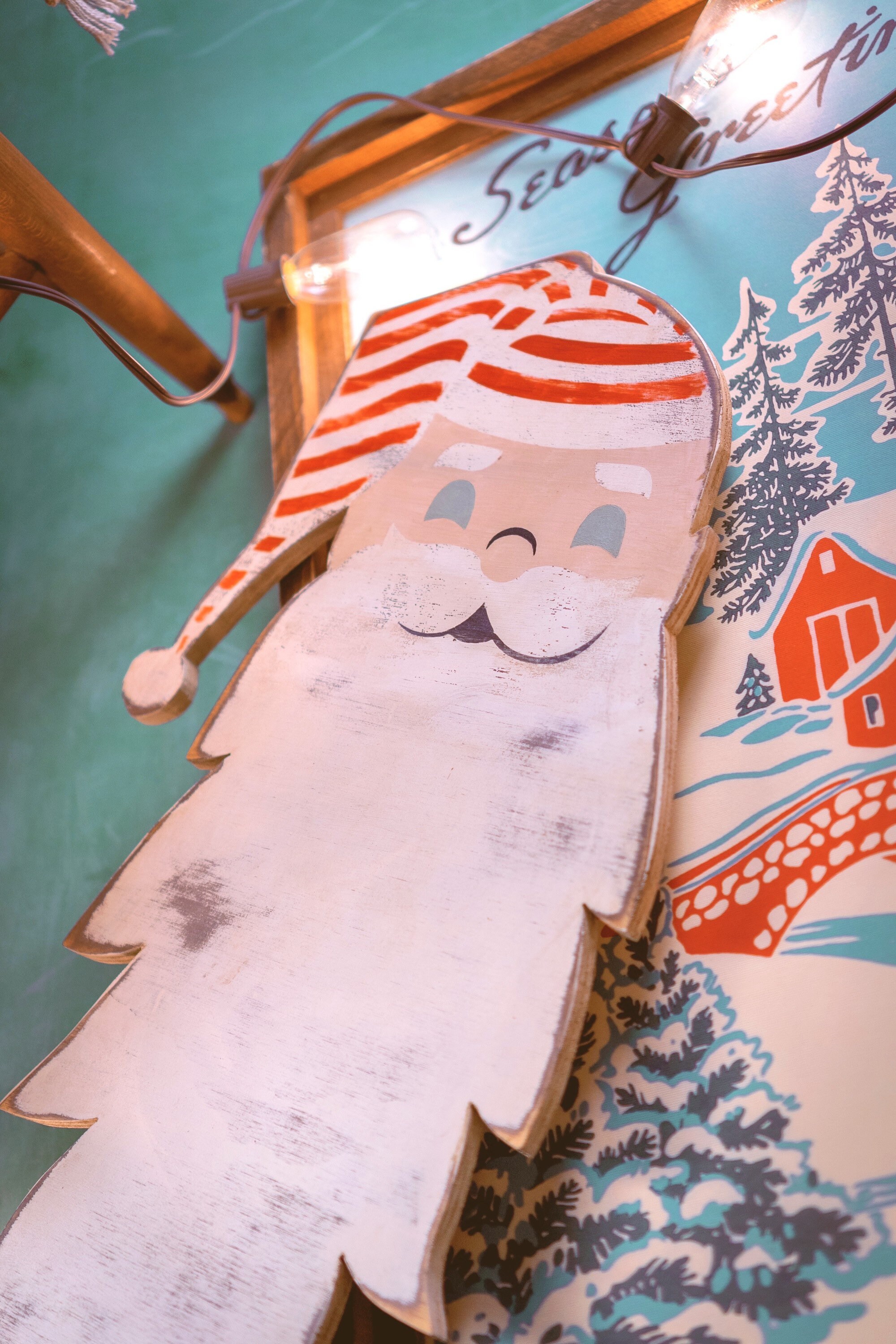 Retro Santa Cutout Rustic Home Decor Rustic Christmas Decor - Etsy