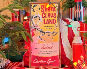Santa Claus Land Retro Christmas Sign