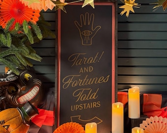 Retro-Inspired Tarot Advertisement Framed Sign