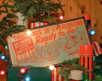 Evergreens Retro Christmas Sign