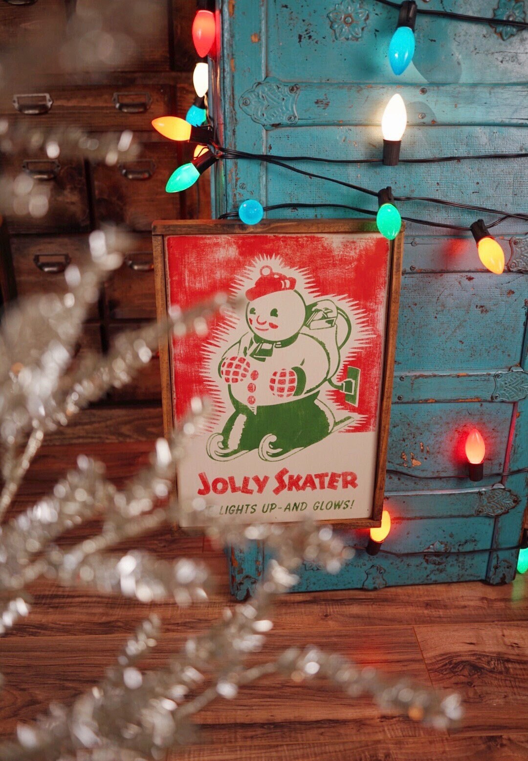 Jolly Rocker Sign Retro Jolly Skater Sign: Hand-painted Mid-century Christmas Decor - Etsy