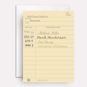 Birthday card for book lovers - librarian birthday card - birthday cards for writers - Catalog Card
