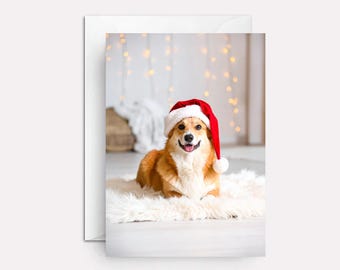 Merry Corg-mas Holiday Card: Adorable Corgi Christmas Card