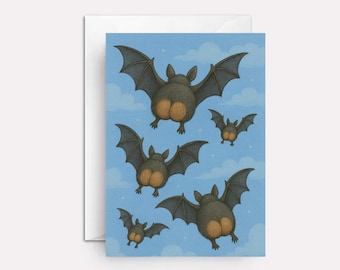 Funny Halloween Bat Card: Hilarious Greeting, Party Invite
