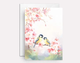 Watercolor Bird & Blossom Greeting Card | Cancer Encouragement