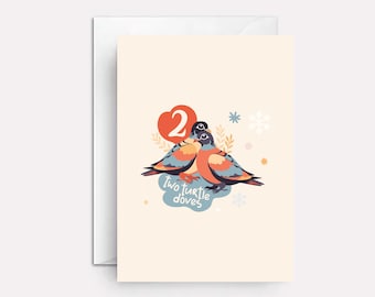Two Turtle Doves Christmas Card: 2nd Day of Christmas