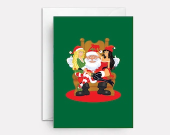 Funny Santa's Helpers Christmas Card: Humorous Adult Xmas Greeting