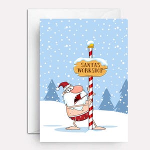Funny Santa christmas card - las vegas christmas cards - silly christmas cards - North Of The Pole