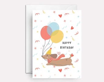 Wiener Dog Birthday Card: Dachshund Birthday Wishes (5x7)