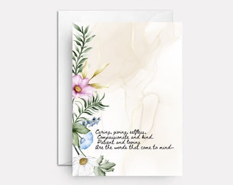 Floral Thank You Card for Caregivers | Appreciation Card
