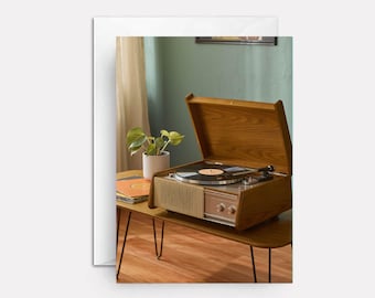 Record player birthday card by Paper Bound Greetings