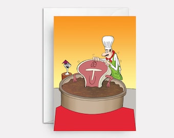 Funny T-Bone Steak Encouragement Card: Hilarious Get Well Gift