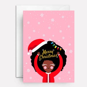 Afro American christmas card - african american christmas cards - black santa christmas cards - Fro
