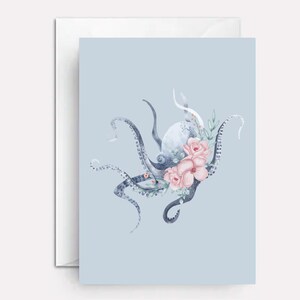 Octopus birthday card - pretty blank card - octopus greeting card - Octopoda