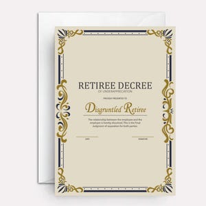 Hilarious retirement card - funny retirement card - retirement card - retirement greeting cards - Retiree Decree