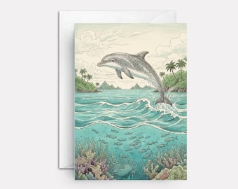 Gay anniversary card - dolphin Vaeltine's gift - naughty love note - LGBTQ+ - Bottlenose